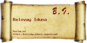 Belovay Iduna névjegykártya